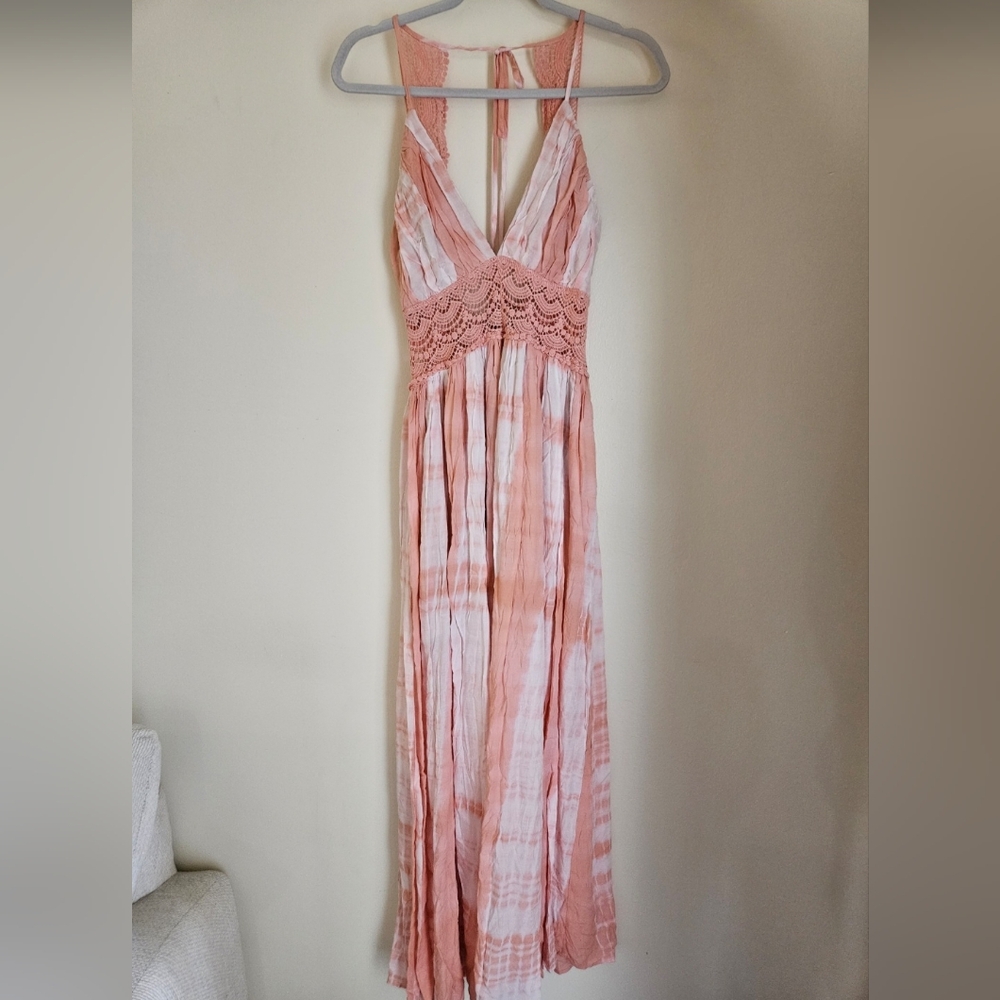 Chic Backless Pink Tie-Dye Dress